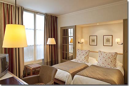 Photo 9 - Hotel Henri 4 Rive Gauche Paris 3* star near the Latin Quarter (Quartier Latin) and boulevard Saint Michel, Left Bank area - Twin room.