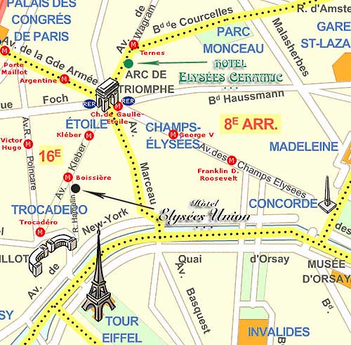 Hotel Elysees Ceramic Paris : Map and access. How to reach us. map 1