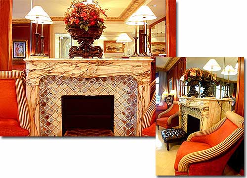 Photo 5 - Hotel Elysees Ceramic Paris 3* star near the Champs Elysees - In the lounge the 'art nouveau' style fireplace with ceramics painted blue lagoon.