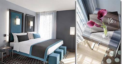 Photo 7 - Design Hotel Bassano Paris 4* étoiles proche des Champs-Elysées - Chambre Double Supérieure, entre 18 et 22m².

Ensoleillées et lumineuses, les chambres disposent du double vitrage, d'une télévision écran plat et d'un lit queen size ou king size. Elles mesurent entre 18 et 22 m².

Équipements en chambre : mini-bar, douche, baignoire, coffre-fort, télévision, téléphone, climatisation, articles de toilette, toilettes, salle de bains, chauffage, télévision satellite, plateau / bouilloire, sèche-cheveux, service de réveil, peignoir, bureau, matériel de repassage, lecteur DVD, chaussons.