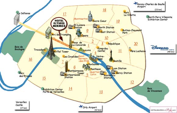 Hotel Elysees Mermoz Parigi : Mappa. map 1