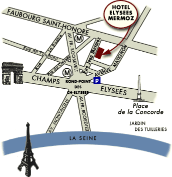 Hotel Elysees Mermoz Paris : Map and access. How to reach us. map 2