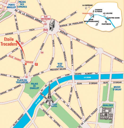 Hotel Etoile Trocadero Paris : Map and access. How to reach us. map 1