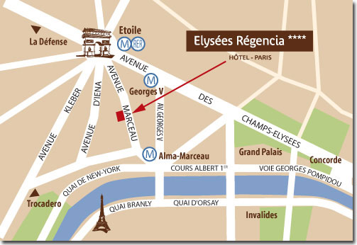 Best Western Premier Hotel Elysees Regencia Paris : Map and access. How to reach us. map 1