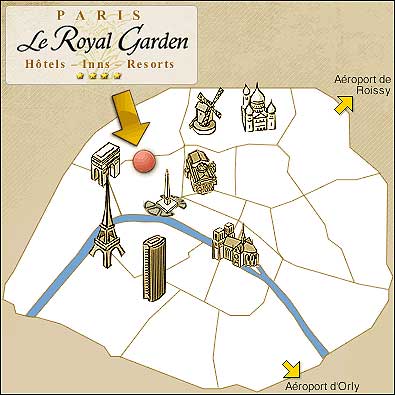 Hotel Royal Garden Champs Elysees Paris : Mapa e acesso. map 1