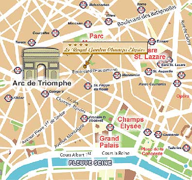 Hotel Royal Garden Champs Elysees Paris : Einfahr Plan. map 2
