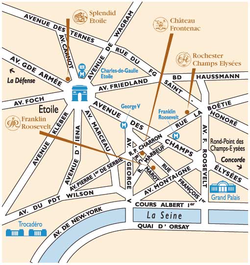 Hotel Splendid Etoile Paris : Map and access. How to reach us. map 1