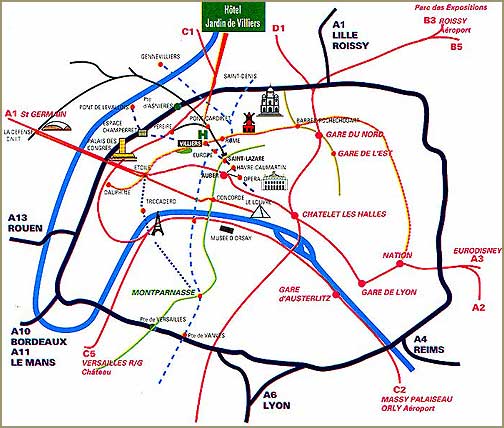 Hotel Jardin de Villiers Paris : Map and access. How to reach us. map 1