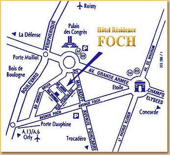 Hotel residence Foch Paris : Einfahr Plan. map 1