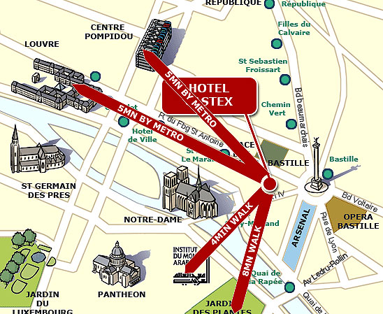 Hotel Castex Paris : Mapa e acesso. map 1