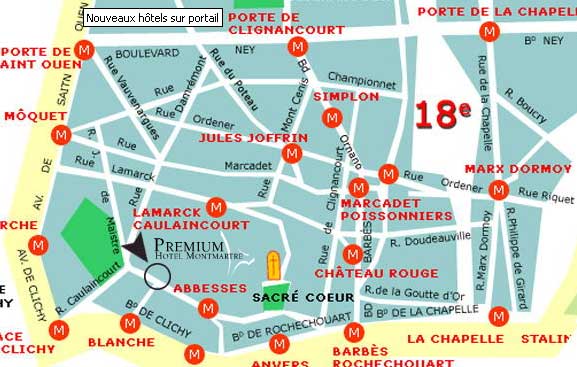 Hotel des Arts Paris : Einfahr Plan. map 1