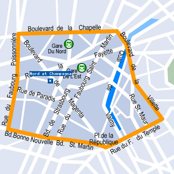 Hotel Nord et Champagne Paris : Map and access. How to reach us. map 2
