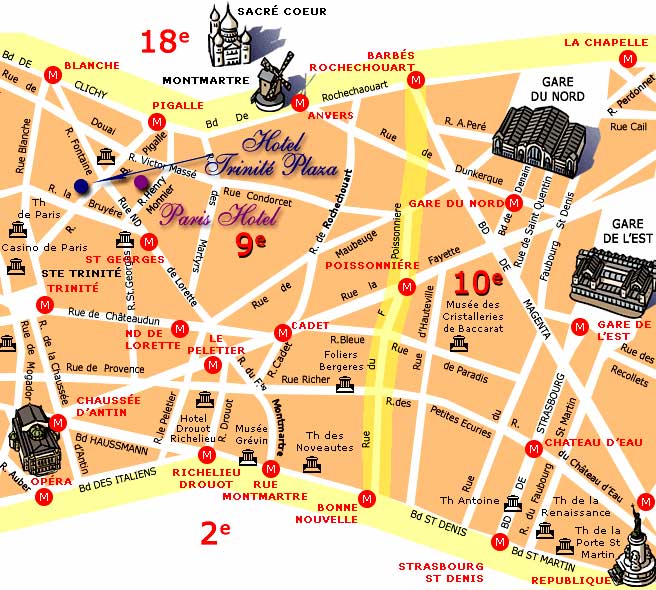 Hotel Trinite Plaza Paris : Mapa e acesso. map 1