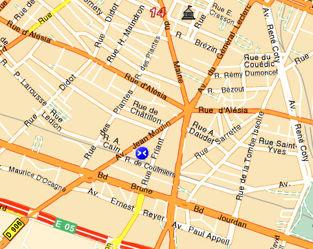 Hotel Chatillon Paris : Einfahr Plan. map 2