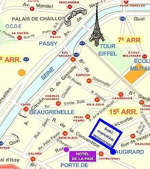 Hotel Convention Montparnasse Paris : Map and access. How to reach us. map 1