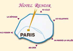 Hotel Renoir Paris : Map and access. How to reach us. map 1
