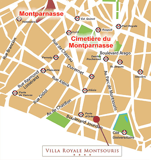 Villa Royale Montsouris Parigi : Mappa. map 1