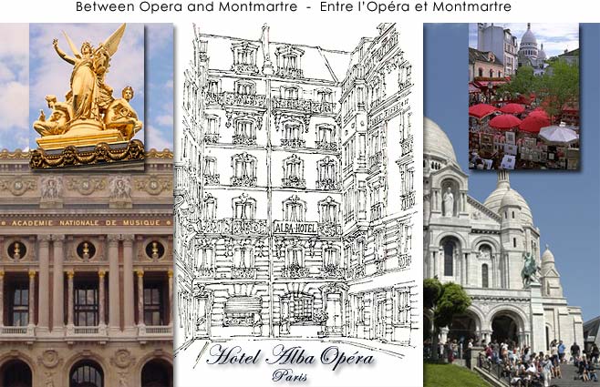 Hotel Alba Opera Paris located between Opera and Montmartre