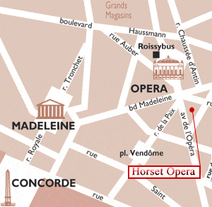 Hotel Horset Opera Paris : Map and access. How to reach us. map 1