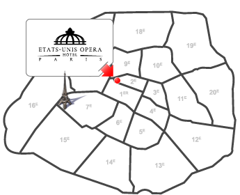 Hotel Etats-Unis Opéra Paris : Einfahr Plan. map 1