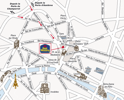 Best Western Hotel Folkestone Opera Paris : Mapa. map 1
