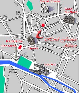 Hotel France Albion Paris : Mapa. map 1