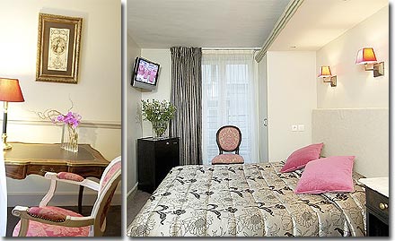 Photo 5 - Hotel Gaillon Opera París 3* estrellas cerca de la Ópera Garnier - Su dormitorio, dotado de todo el confort requerido, dispone además de los canales satélites y de una toma para módem.