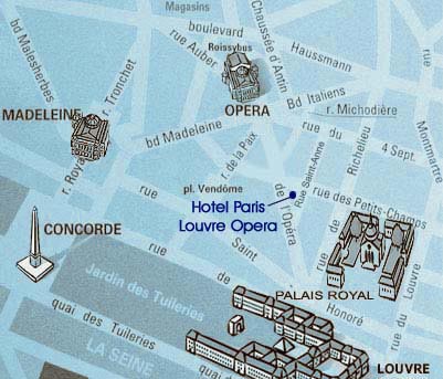 Best Western Hotel Paris Louvre Opéra Paris : Mapa. map 1
