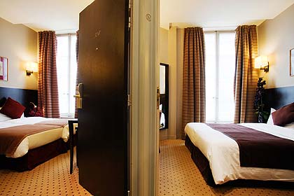 Photo 10 - Best Western Hotel Paris Louvre Opéra Paris 3* estrelas ao pé da Opéra Garnier - Os quartos Quádruplos são compostos por dois quartos adjacentes (quatro camas de solteiro ou duas camas de casal, ou uma cama de casal e duas de solteiro, cuja escolha deve ser efectuada aquando do momento da reserva).