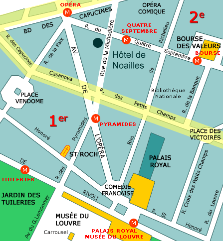 Hotel de Noailles Paris : Map and access. How to reach us. map 1