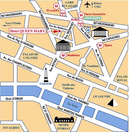 Hotel Queen Mary Paris : Einfahr Plan. map 1