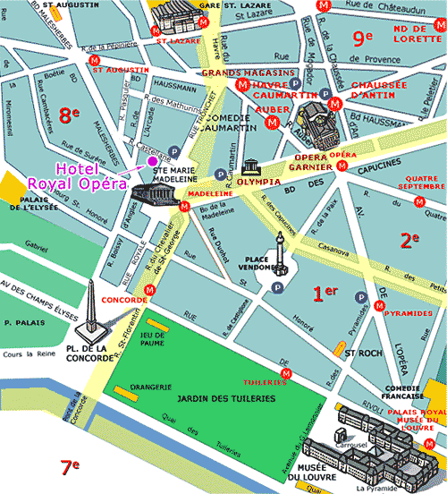 Hotel Royal Opera Paris : Map and access. How to reach us. map 1