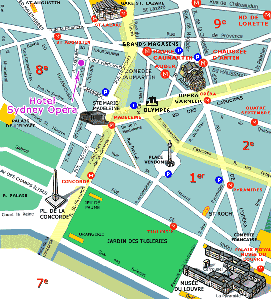 Best Western Hotel Sydney Opéra Paris : Einfahr Plan. map 1