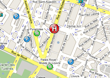 Hotel Washington Opera Paris : Map and access. How to reach us. map 1