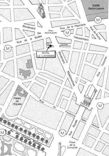 Hotel le Lavoisier Paris : Map and access. How to reach us. map 1