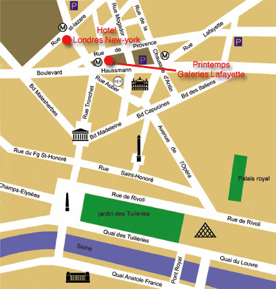 Hotel Londres et New York Paris : Map and access. How to reach us. map 1