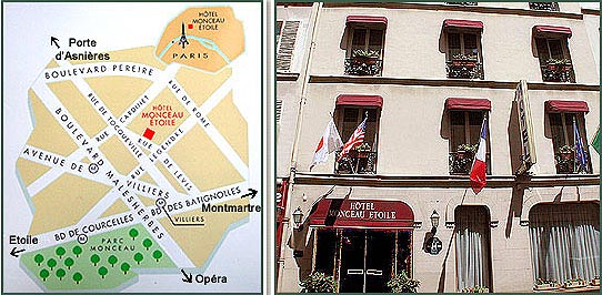 Hotel Monceau Etoile Paris : Mapa e acesso. map 1