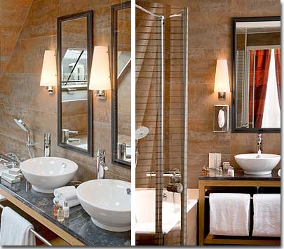 Photo 3 - Hotel Le Six 4* Sterne Paris in der Nähe des Viertels Latin (Quartier Latin) und boulevard Saint Michel. - Angenehme Unterkunft finden Sie in einer der Doppel- oder Zweibettzimmer des Hotels, alle mit privatem Badezimmer mit Dusche oder Badewanne und Haartrockner versehen.