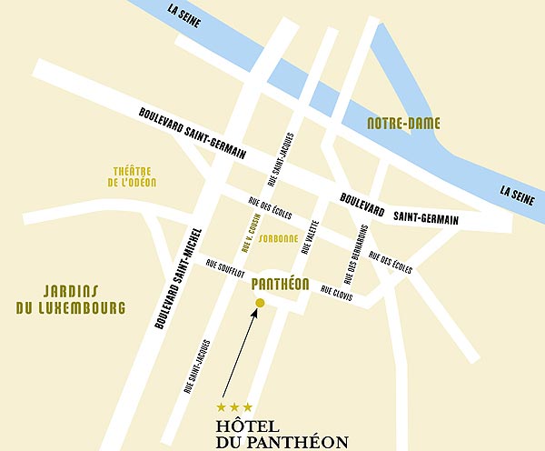 Hotel du Pantheon Paris : Einfahr Plan. map 1