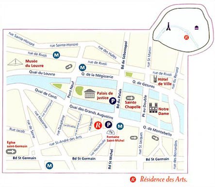 Residence des Arts Paris : Einfahr Plan. map 1