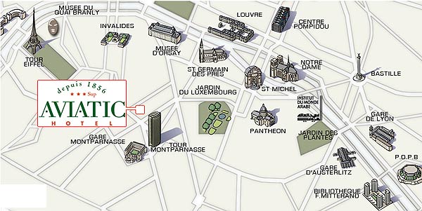 Hotel Aviatic Saint Germain Paris : Mapa. map 1