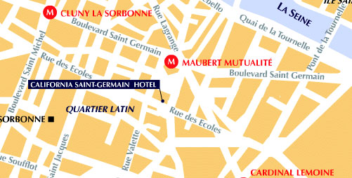 Hotel California Saint Germain Paris : Plan et accès à l'hôtel. map 1