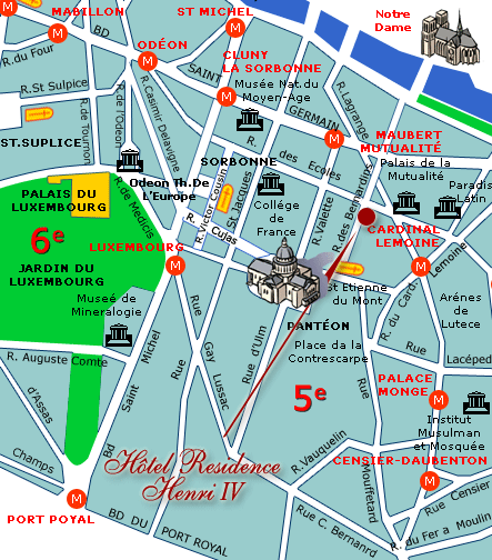 Hotel Residence Henri IV Paris : Plan et accès à l'hôtel. map 1