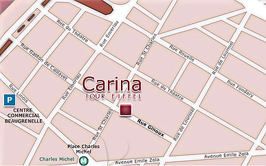 Hotel Carina Tour Eiffel Paris : Mappa. map 2