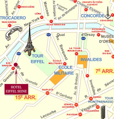 Hotel Eiffel Seine Paris : Map and access. How to reach us. map 1