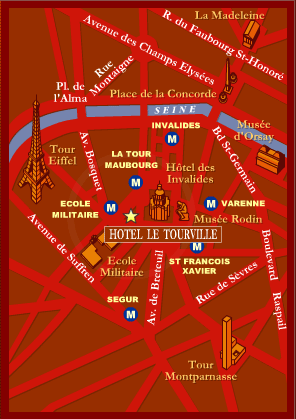 Hotel le Tourville Paris : Map and access. How to reach us. map 1