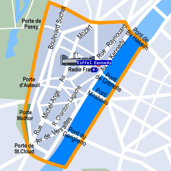 Hotel Eiffel Kennedy Paris : Mapa. map 1