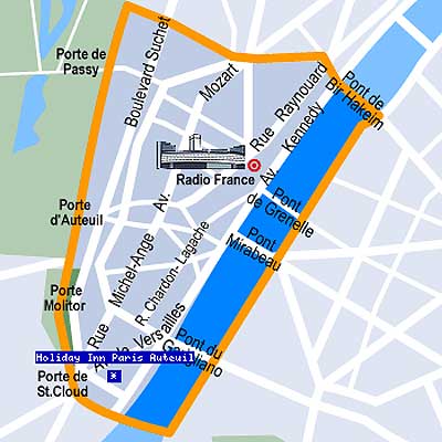 Hotel Holiday Inn Paris Auteuil Paris : Einfahr Plan. map 1