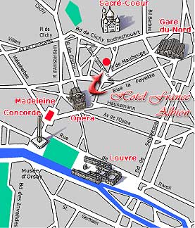 Hotel France Albion Paris : Einfahr Plan. map 1