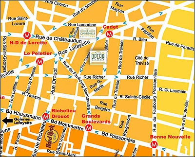 Hotel Opera Cadet Paris : Map and access. How to reach us. map 1